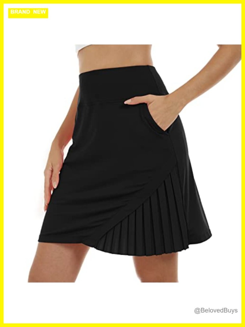 Knee Length Golf Skort Skirt with 4 Pockets & Built-in Shorts UPF50+